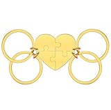 EUEAVAN Broken Heart Keychain Best Friend BFF Foever Two Half Hearts Keyring Matching Couples Jewelry Valentine's Day Gift (4, gold)