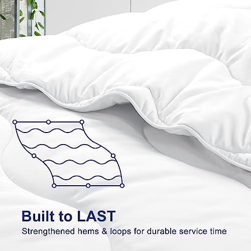 Meelus All Season Comforter Lightweight Cooling White, Soft Breathable Queen Size Summer Duvet Insert, Winter Warm Microfiber Down Alternative Quilt With Corner Tabs, 88X88 Inch #TOP4