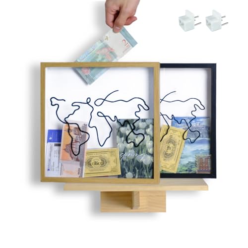 VIAVIC Caja de archivo de aventura, caja de sombra de viaje con ranura, caja de viaje para recuerdos, marco de viaje Life in A Box, caja de sombra de boletos, caja de sombra de archivo de aventura