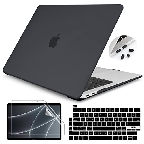 Teryeefi for MacBook Pro 13 inch Case A2338 M1 M2 A2251 A2251 A2159 A1989 A1706 (2016-2022) Frosted Hard Shell Case & Keyboard Cover & Screen Protector for MacBook Pro 13 Retina with Touch ID, Black
