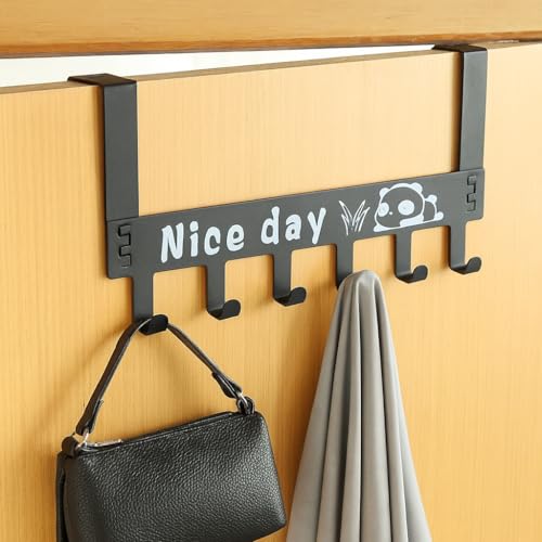 Image of Heavy Duty Carbon Metal Over Door Hanger for Cloths, Drill Free Door Hanging Hooks for Bathroom, Bedroom, Kitchen | Scarf, Coat, Towel Holder | Removable Door Hanger, Carbon Steel (Nice Hanger)