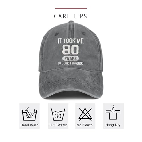 Image of 80th Birthday Gifts 80 Year Old Gifts Ideas for Men Women It Took Me 80 Years to Look This Good Hat Washed Cotton Hat