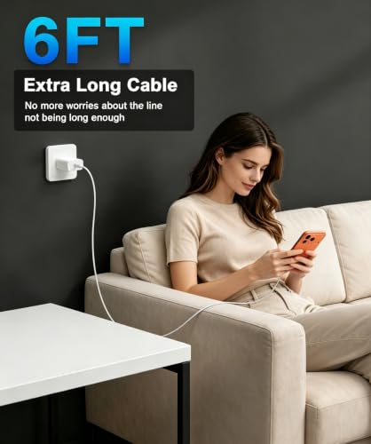 iPhone 18 17 16 Charger Fast Charging 20W USB C Charger Block & Cable 6FT - image 7