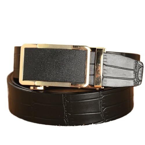 Raiser ゴールド自動バックルメンズベルトクロコダイル柄ベルトベルト