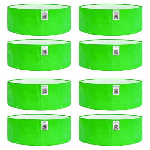 Anandi Green's HDPE Uv Protected 260 GSM Round Green Colour Plants Grow Bags Suitable for Terrace and Vegetable Gardening Size 18x6 Inch Pack of 8