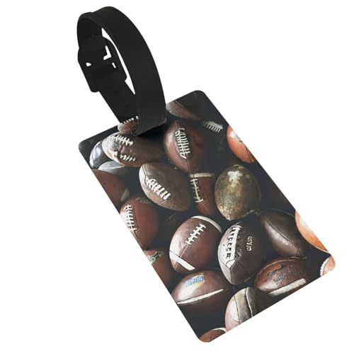 LIXLZH Etiquetas de equipaje con impresión de pila de balones de fútbol, etiquetas de maleta adecuadas para bolsas y mochilas, etiquetas de viaje e identificadores