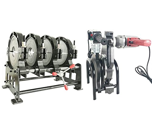 TECHTONGDA Pipe Welder Electric Tube Butt Fusion Machine Hot Melt Solder for PE PP PB PVDF PPR (3.54-9.84”(90-250mm) four clamps)
