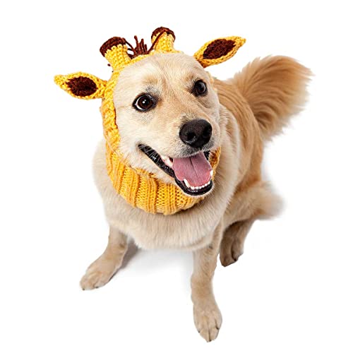 Zoo Snoods Giraffe Costume For Dogs And Cats - Warm No Flap Ear Wrap Hood For Pets, Dog Outfit For Winters, Halloween, Christmas & New Year, Soft Yarn Ear Covers (Large) #TOP4