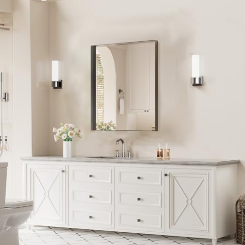 Image of Koonmi Bathroom Wall Mirror, 30x20 Black Mirror for Over Sink