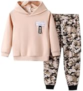 GOLLUNER Boys 2 Piece Outfits Long Sleeve Hooded Sweatshirt Top Camouflage Sweatpants Fall Winter...