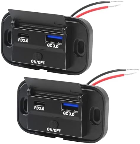HOIIME 12V USB Socket Car Charger 36W Dual QC3.0 USB& 55W PD Type C Waterproof Quick Charge Socket Outlet for 12V / 24V Motorhome Boat Car Truck