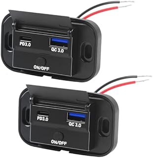 HOIIME 12V USB Socket Car Charger 36W Dual QC3.0 USB& 55W PD Type C Waterproof Quick Charge Socket Outlet for 12V / 24V Motorhome Boat Car Truck