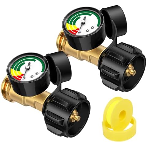 Alloxity 2 Pack Propane Tank Gauge Level Indicator, Propane Gauge for Propane Tank 5lb to 40lb, Propane Gas Pressure Gauge Propane Heater, Fire Pit, BBQ Grill, QCC1/Type1 Connection Cover