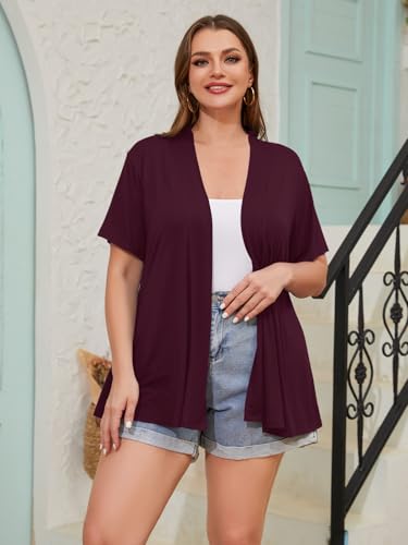 Image of LARACE Short Sleeve Cardigans for Womens Summer Tops Casual Plus Size Open Front Lightweight Cover Up