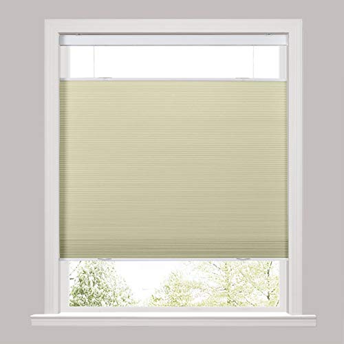 TWOPAGES Cordless Top Down Bottom Up Blackout Cellular Shades for Windows, Custom Made Cellular Honeycomb Blinds Thermal Insulated UV Protection Cellular Window Shades, Beige