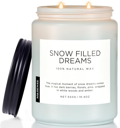 M&SENSE Snow Filled Dreams Winter Large Scented Candles, 19.4oz 110