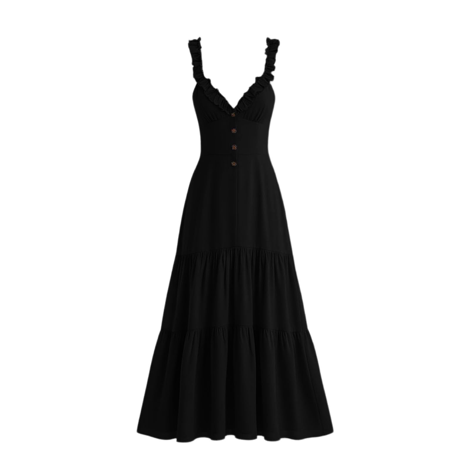 Générique Robe Femme Robe trapèze Fluide bohème à Volants, élégante et décontractée.