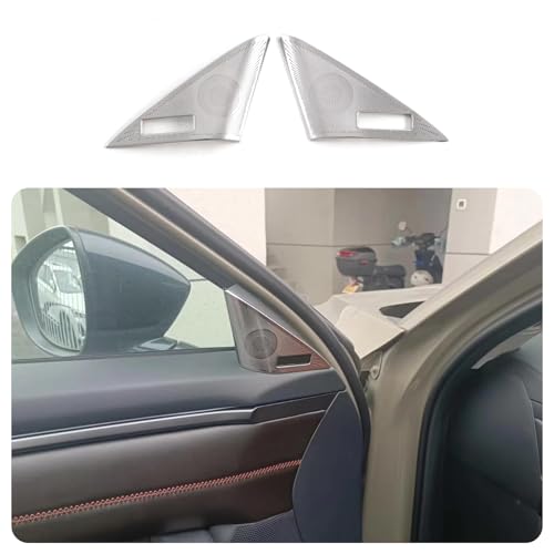 KELEIMAI Car Accessories Fit For Mazda CX50 CX-50 2023 2023 2025 2026 Interior Door Window Cover Trim Sticker Decals Speakers Audio Loud Speaker Triangle (Silver Titanium) 2PCS Stainless Steel