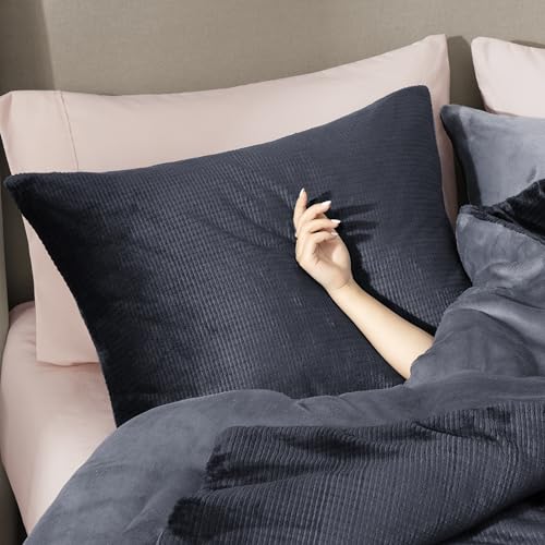 Image of UGG Remina Twin Comforter Set 4 Piece Bed in a Bag with Throw Blanket, Decorative Pillow, Sham, and Reversible Comforter Hypoallergenic Washable College Dorm Bedding, Twin XL, Navy Blue