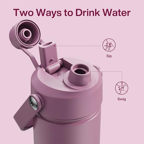 Image of ENCOOL Insulated Water Bottle with Straw Stainless Steel Water Bottle, Leak-Proof, BPA-Free, Double Wall Vacuum Keeps Cold for 24 Hours for Sports, Travel, School (26 oz, Mountbatten Pink)