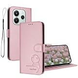 YUEQIAN Funda Leather para Xiaomi Redmi Note 14 5G/Poco M7 Pro 5G, Estuche Flip Billetera de Animal Panda Relieve Cuero PU, con Ranuras, Soporte y Cierre Magnético Antigolpes Carcasa, Rosa