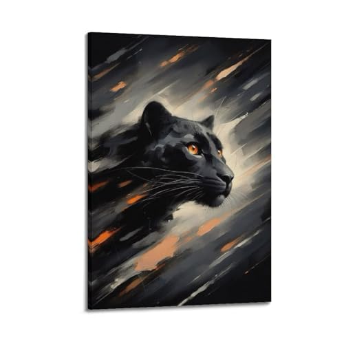 Tableau panthère noire de luxe WIZIGM sur toile de qualité premium