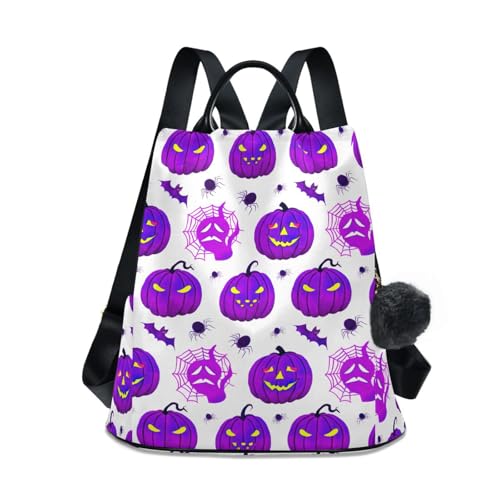 Sac à dos femme citrouilles violettes d'Halloween en polyester pour voyage