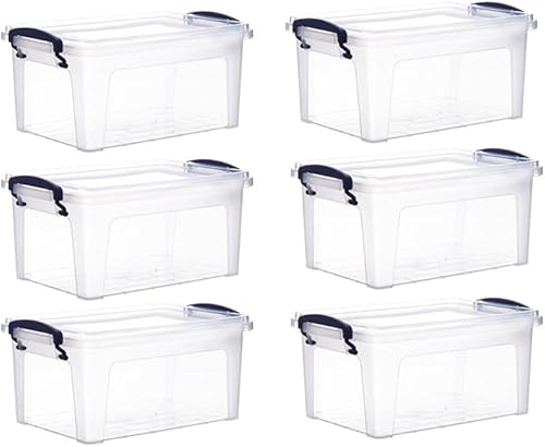 Superio Contenedores de almacenamiento transparentes con tapas, caja de almacenamiento apilable con cierres y asas, extra pequeños, paquete de 6