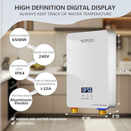 Instant-Electric-Water-Heater-240V-65kWTankless-Water-Heater-for-Kitchen-with-Self-Modulating-TechnologyTankless-On-Demand-Water-HeaterElectric-Hot-Water-Heater-For-SinkOverheating-Protection