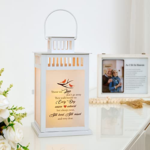 Woodexpe Sympathy Gift Memorial Lantern With Flickering Led Candle And Remote Control Memorial Gift For Loss Of Loved One - Those We Love Don't Go Away White #TOP6