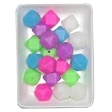 25PC Premium 14mm Mini Hexagon Silicone Loose Bead for Sensory Teethers, Nursing Necklaces, Bracelets and Fashionable Jewelry with Cord & Clasp by Blue Rabbit Co | Chewing Beads