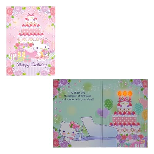 Carte de vœux sonore et lumineuse Hello Kitty Cake Sanrio pour un anniversaire réussi