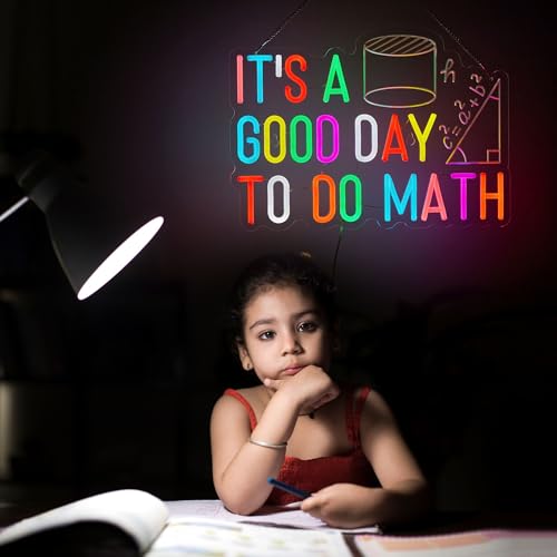 Image of It's A Good Day To Do Math Neon Sign Colorful LED Light for Classroom Wall Decor Math Teacher Lover Student Gift Home Office Study Room Fun and Inspirational Math-Themed Neon Light
