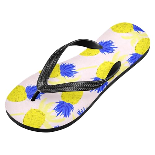 Tropical Pineapple Palm Yellow Flip Flops for Beach Thong Sandals Anti-slip Lightweight Beach Slippers for Summer Swim Travel2