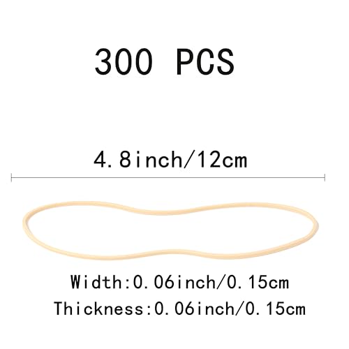 Foshine Rubber Bands 300Pcs 4.8inch/12cm Big Elastic Rubber Band Beige For Office Supplies File Folders Litter Box (4 4/5" x 1/16") image 3