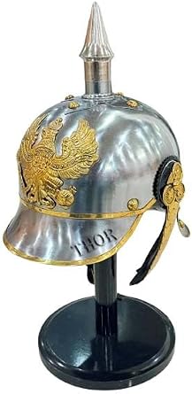 THOR INSTRUMENTS German Prussian Steel & Brass Pickelhaube Helmet With Stand