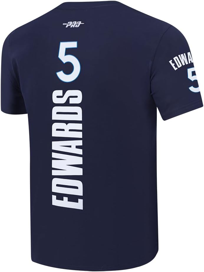 Pro Standard Mens NBA Minnesota Timberwolves Anthony Edwards #5 Classic Player Short Sleeve Tee Midnight Navy L - Image 4