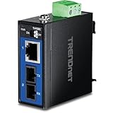 TRENDnet Hardened Industrial 1000BASE-LX Multi-Mode SC Fiber Media Converter (1km, 0.62mi.), TI-FGSC, 1 x Gigabit RJ45 Port, 1 x SC-Type Interface Port, NDAA TAA Compliant