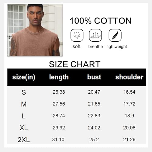 Herren Kurzarm Sommer Ärmelloses Shirt, Männer Fitness ärmellos Weste, Washed Sleeveless t-Shirt, Workout, Fitnessstudio, Baumwolle