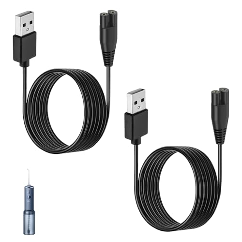 Qneneam 2 Pcs Water Flosser Charger, Cordless Charging Cable Compatible with Waterpik, Replacement USB Charging Leads for WP450EC WP462EC GS8-1 WP360 WP360W WP440 WP462 WP465 WP462W WP450 WF13 WP100