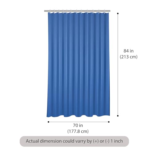 Image of Wakefit Shower Curtain 7 Feet | 14 Free Hooks | No Plastic Smell | Waterproof Bathroom Curtain | Curtain for Balcony | Machine Washable Fabric | Blue Stripes | Height 7ft & Width 6ft | Very Premium
