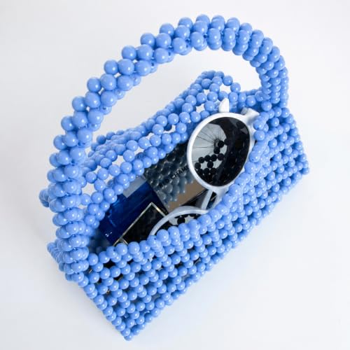 Image of YUSHINY Candy Color Acrylic Beaded Hollow Handbag Evening Clutch Triangle Bags for Wedding Party | Acrylic