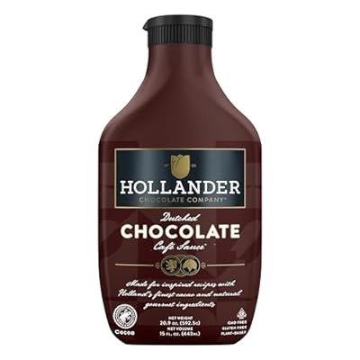 Hollander Dutched Chocolate Cafe Sauce | Vegan Friendly, GMO-Free, GlutenSoy Free, Corn Syrup Free | 15 fl. oz. Squeeze Bottle