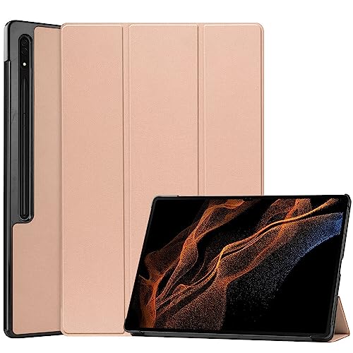 Case for Samsung Galaxy 12.4 Inch Slim Tab S8+Plus 2022/Tab S7 FE 2021/Tab S7+Plus 2020, Premium Magnetic PU Leather Business Folio Stand with Multi-Angle Viewing,Auto Wake/Sleep. (Rose Gold)