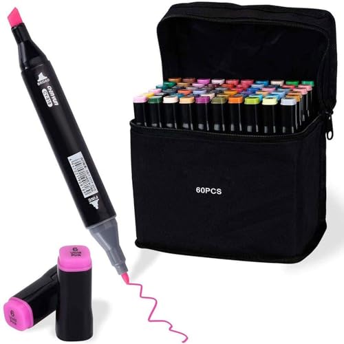 chfine Artist Marker Set - Dual Tip Permanent Sketch Markers - Ideal for Artists Adults Kids Drawing Crafts Gifts