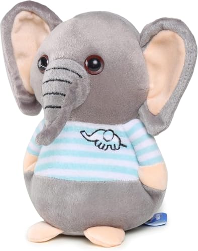 Image of Webby Plush Elephant Toy 20cm Blue & Grey | Elephant Teddy Bear & Cuddly Elephant Plush | Soft Toy for Kids & Toddlers | Small Stuffed Animal Comfort Pillow | Baby Shower, Birthday