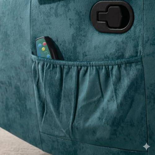 Image of Amazon Brand - Solimo Stark | Single Seater Sofa Recliner | Rocking, Revolving and Recline Manual Recliner (Velvet Teal) | 1 Year Warranty