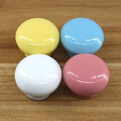 Zerniple Pink Round Ceramic Handle Pull Door knobs Cabinet Handles for Children's Room (8 Pieces) - Image 3