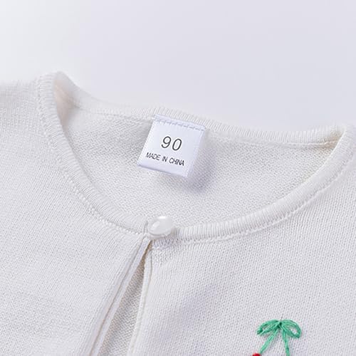 Winter Warm Coat for Kids Girls Spring And Fall Round Neck Wooden Ear Edge Hand Hook Cherry Knit Cardigan 2025 New3