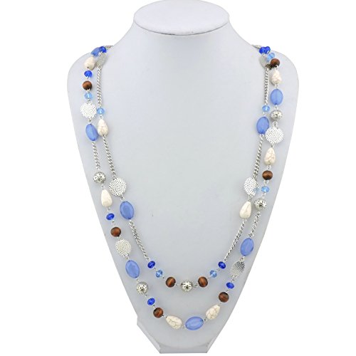 Bocar Long Necklaces for Women Trendy, Boho Layered Crystal Beaded Collar Necklaces for Women, Fashion Statement Necklaces Jewelry (Airy blue) by Bocar - Used condition - Image 6